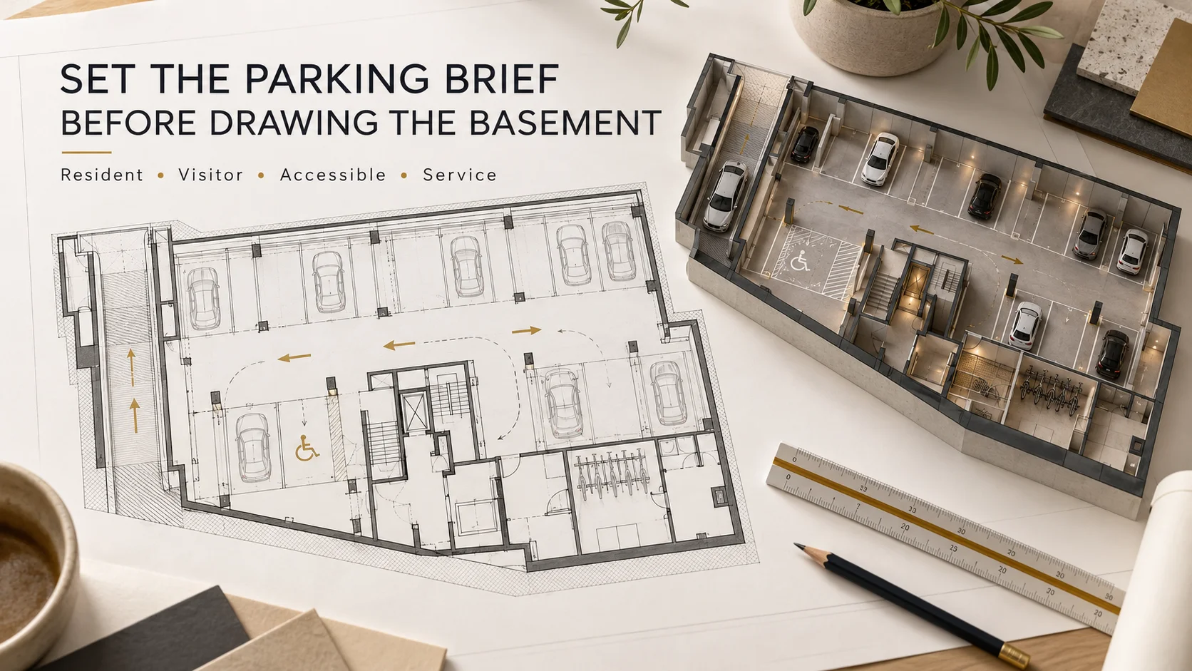 Set the parking brief before drawing the basement